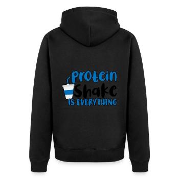 Protein Shake Is Everything 2 - Unisex Premium Bio Zip Hoodie - Schwarz - Hinten - Nico (187cm)