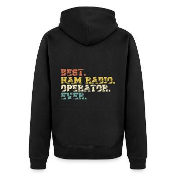 Best Ham Radio Operator Dad Sprüche Vintage - Unisex Premium Bio Zip Hoodie - Schwarz - Hinten - Nico (187cm)