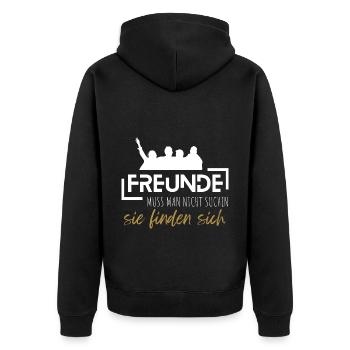 Beste Freunde FREUND Kumpel Kumpels - Unisex Premium Bio Zip Hoodie - Schwarz - Hinten - Nico (187cm)
