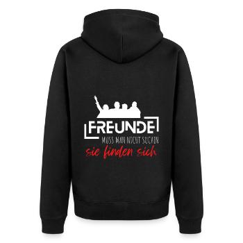 Beste Freunde FREUND Kumpel Kumpels - Unisex Premium Bio Zip Hoodie - Schwarz - Hinten - Nico (187cm)