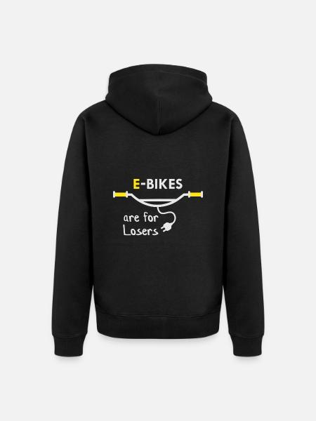 E-Bikes sind für Verlierer - Unisex Premium Bio Zip Hoodie - Schwarz