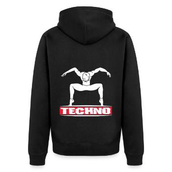 Festival - Unisex Premium Organic Zip Hoodie - black - Back - Nico (187cm)