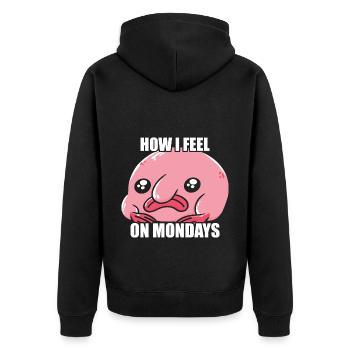 Comment je me sens lundi Propriétaire de Blobfish - Veste à capuche bio Premium Unisexe - noir - Dos - Nico (187cm)