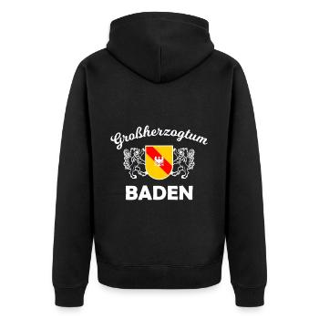 Die Badenser kommen - Unisex Premium Bio Zip Hoodie - Schwarz - Hinten - Nico (187cm)