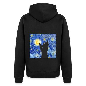 Vincent Van Gogh Cat - Unisex Premium Organic Zip Hoodie - black - Back - Nico (187cm)