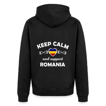 Die Fans aus Rumänien - Unisex Premium Bio Zip Hoodie - Schwarz - Hinten - Nico (187cm)