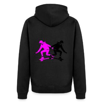 Skateboarding Frau Silhouette Skateboard - Unisex Premium Bio Zip Hoodie - Schwarz - Hinten - Nico (187cm)