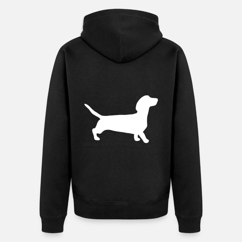Dackel Silhouette - Unisex Premium Bio Zip Hoodie - Schwarz