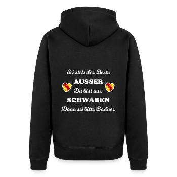 Die Schwaben und Badner - Unisex Premium Bio Zip Hoodie - Schwarz - Hinten - Nico (187cm)
