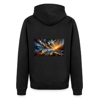 Dawn of Epochs – Futuristic Dystopian Cave Art - Unisex Premium Organic Zip Hoodie - black - Back - Nico (187cm)