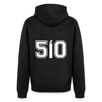 Nadorcity nador ا 50 - Unisex Premium Bio Zip Hoodie - Schwarz - Hinten - Nico (187cm)