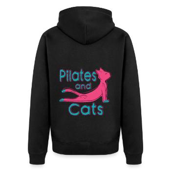 Motif de relaxation Pilates et chats - Veste à capuche bio Premium Unisexe - noir - Dos - Nico (187cm)