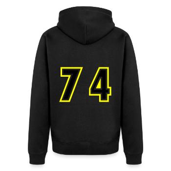 74 Number College - Unisex Premium Organic Zip Hoodie - black - Back - Nico (187cm)