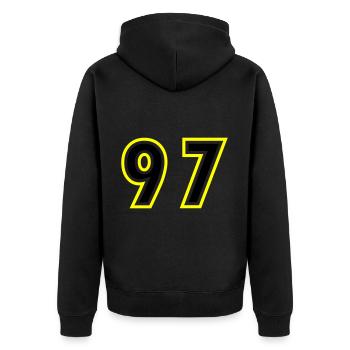 97 Nombre Collège - Veste à capuche bio Premium Unisexe - noir - Dos - Nico (187cm)