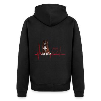 Heartbeat Gift for Dogs - Unisex Premium Organic Zip Hoodie - black - Back - Nico (187cm)
