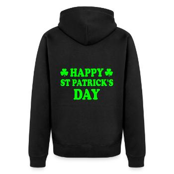happy st patrick's day - Unisex Premium Organic Zip Hoodie - black - Back - Nico (187cm)