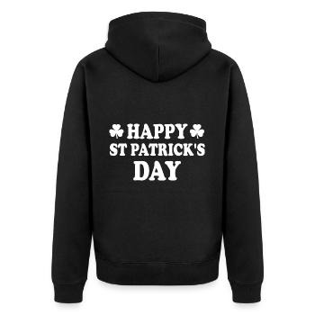 st patricks day - Unisex Premium Organic Zip Hoodie - black - Back - Nico (187cm)