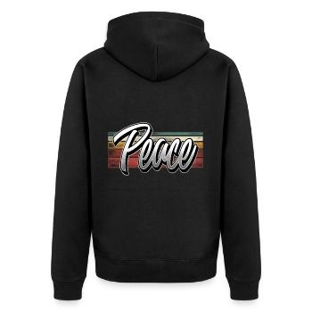 Peace - Unisex Premium Bio Zip Hoodie - Schwarz - Hinten - Nico (187cm)