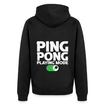 Tischtennis, Tischtennis, Tischtennis - Unisex Premium Bio Zip Hoodie - Schwarz - Hinten - Nico (187cm)
