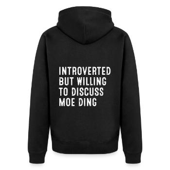 Introverted But Willing To Discuss Moo Deng Pygmy - Unisex Premium Organic Zip Hoodie - black - Back - Nico (187cm)