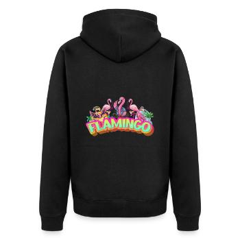 Flamant rose vacances d’été rose oiseau exotique coloré - Veste à capuche bio Premium Unisexe - noir - Dos - Nico (187cm)