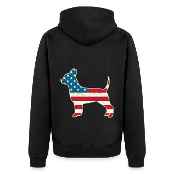 4th of July Chihuahua Dog American Flag USA - Unisex Premium Bio Zip Hoodie - Schwarz - Hinten - Nico (187cm)