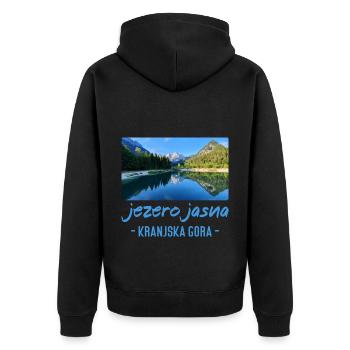 Jezero Jasna See Kranjska Gora Slowenien - Unisex Premium Bio Zip Hoodie - Schwarz - Hinten - Nico (187cm)