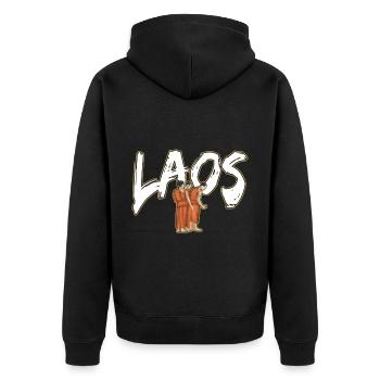 Laos Laote Laotiens Prient Moine Bouddhiste I Cadeau - Veste à capuche bio Premium Unisexe - noir - Dos - Nico (187cm)