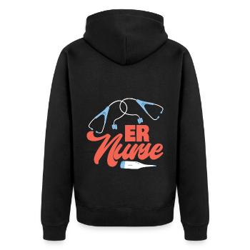 ER Nurse Emergency Room Nurse - Unisex Premium Organic Zip Hoodie - black - Back - Nico (187cm)