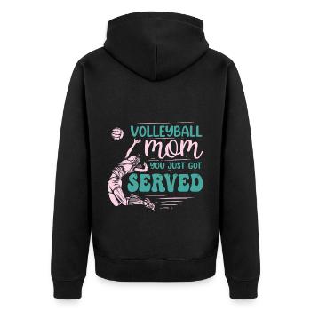 Volleyball Mom You Just Got Served Funny - Unisex Premium Bio Zip Hoodie - Schwarz - Hinten - Nico (187cm)