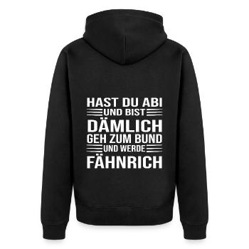 Abitur - Unisex Premium Bio Zip Hoodie - Schwarz - Hinten - Nico (187cm)