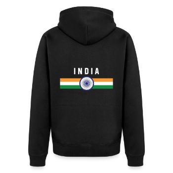 Inde - drapeau et armoiries - Veste à capuche bio Premium Unisexe - noir - Dos - Nico (187cm)