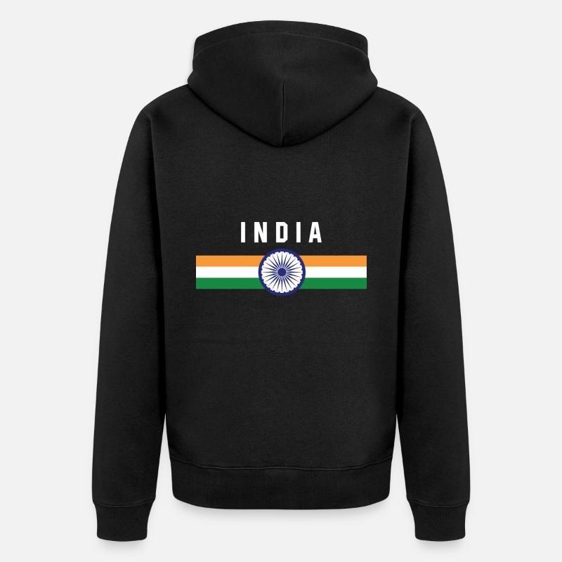 Inde - drapeau et armoiries - Veste à capuche bio Premium Unisexe - noir