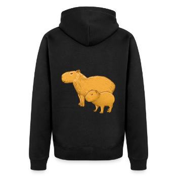 Capybara mother and child - Unisex Premium Organic Zip Hoodie - black - Back - Nico (187cm)