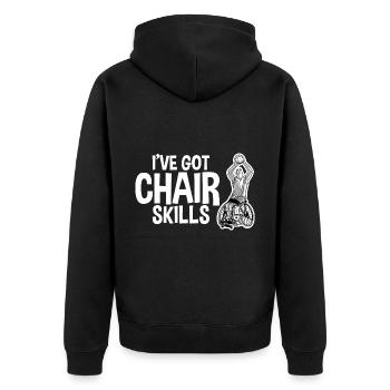 I've Got Chair Skills 2 - Unisex Premium Bio Zip Hoodie - Schwarz - Hinten - Nico (187cm)