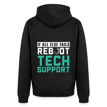 I am the unpaid technical support of my F - Unisex Premium Organic Zip Hoodie - black - Back - Nico (187cm)