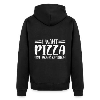 Je veux une pizza, pas votre avis 4 - Veste à capuche bio Premium Unisexe - noir - Dos - Nico (187cm)