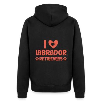 I love Labrador Retrievers - Unisex Premium Bio Zip Hoodie - Schwarz - Hinten - Nico (187cm)