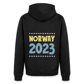 Norway 2023 - Unisex Premium Bio Zip Hoodie - Schwarz - Hinten - Nico (187cm)