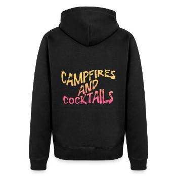 Campfire And Cocktails 3 - Unisex Premium Organic Zip Hoodie - black - Back - Nico (187cm)