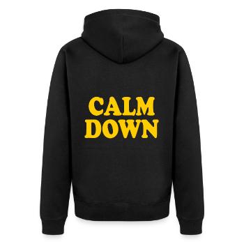 Calm down - Unisex Premium Bio Zip Hoodie - Schwarz - Hinten - Nico (187cm)