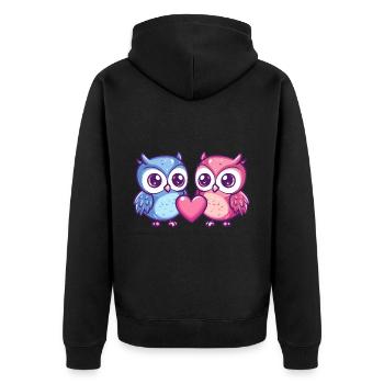 Couple De Hibou Amoureux Animal Saint Valentin - Veste à capuche bio Premium Unisexe - noir - Dos - Nico (187cm)