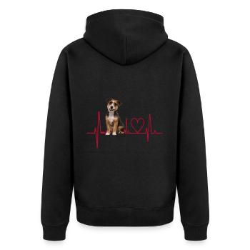 Cadeau Heartbeat pour chiens - Veste à capuche bio Premium Unisexe - noir - Dos - Nico (187cm)