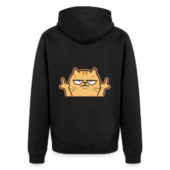 Mittelfinger Katze - Unisex Premium Bio Zip Hoodie - Schwarz - Hinten - Nico (187cm)