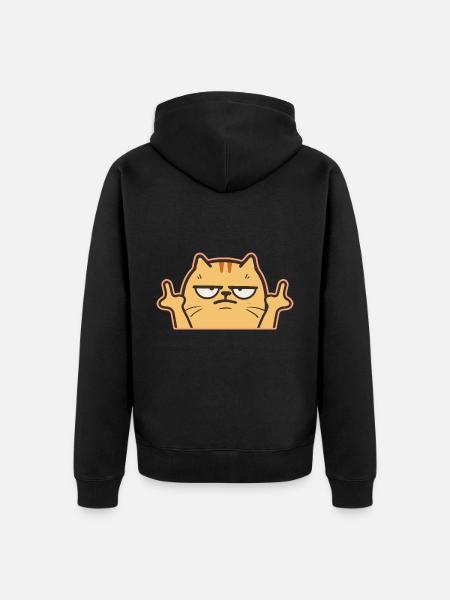 Middle Finger Cat - Unisex Premium Organic Zip Hoodie - black