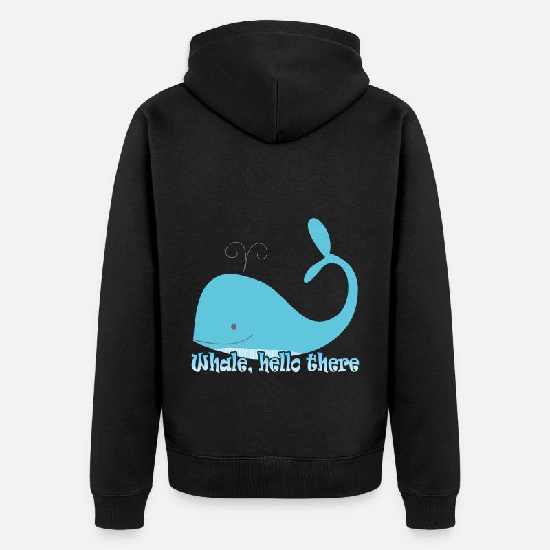 whale hello there - wal - Unisex Premium Bio Zip Hoodie - Schwarz