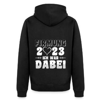 Firmung 2023 ich war dabei Firmling - Unisex Premium Bio Zip Hoodie - Schwarz - Hinten - Nico (187cm)
