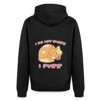 Purring Snoring Sleep Saying Cats Gift - Unisex Premium Organic Zip Hoodie - black - Back - Nico (187cm)