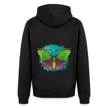 Bunter Schmetterling Frauen Mädchen Schmetterlinge - Unisex Premium Bio Zip Hoodie - Schwarz - Hinten - Nico (187cm)