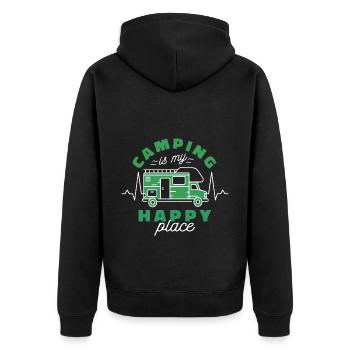 Campen Fahren - Unisex Premium Bio Zip Hoodie - Schwarz - Hinten - Nico (187cm)